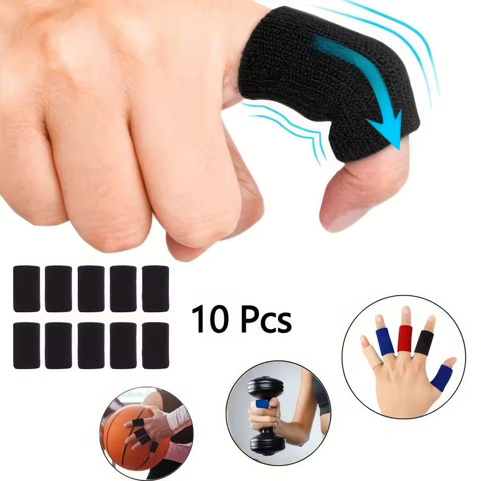 10 Pack Finger Compression Sleeves Black Support Arthritis Sports Daily Use