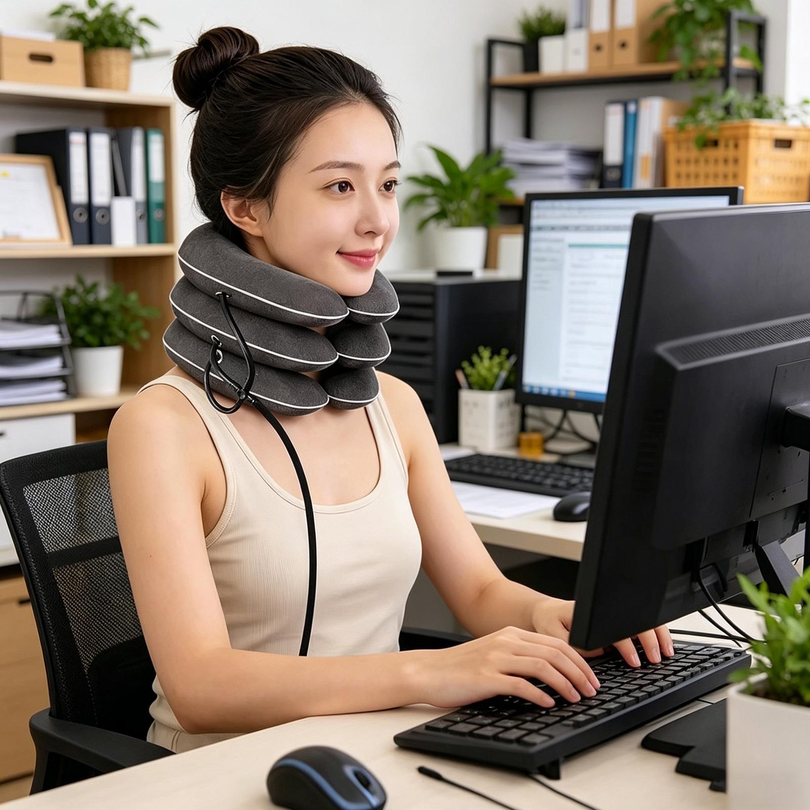 Adjustable Air Inflatable Cervical Collar Neck Brace Support Traction Device