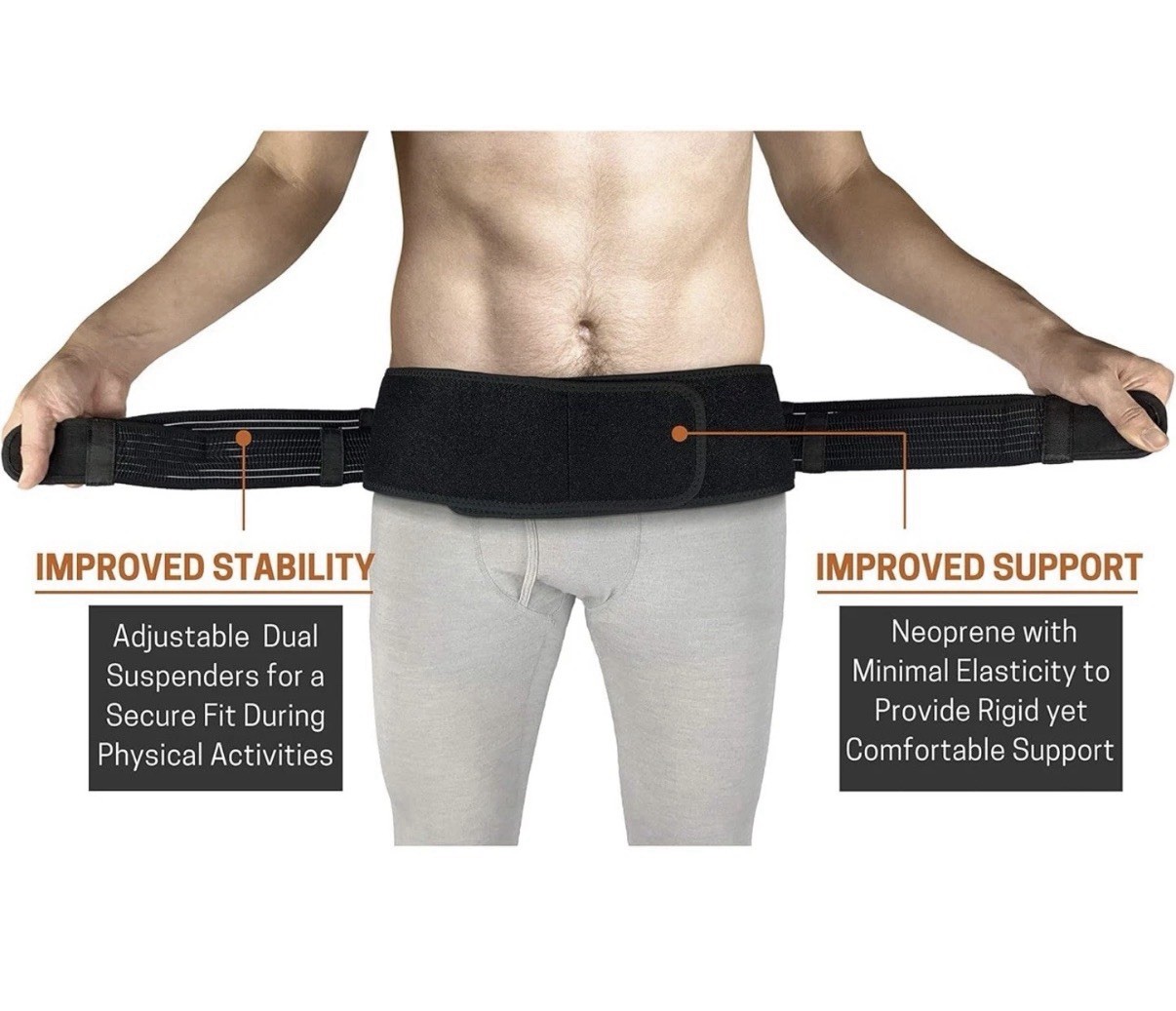 Vriksasana Sacroiliac Hip Belt for Women plus Hip Size 32” – 45” Black