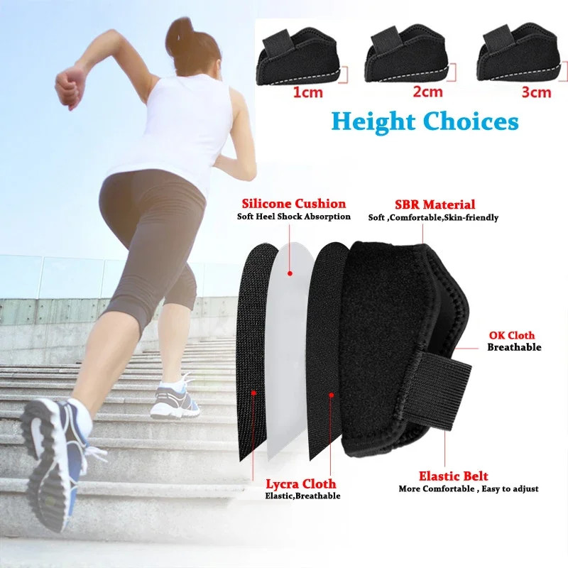 1-3cm Invisible Height Increase Silicone Socks Gel Heel Pad Orthopedic Arch Supp