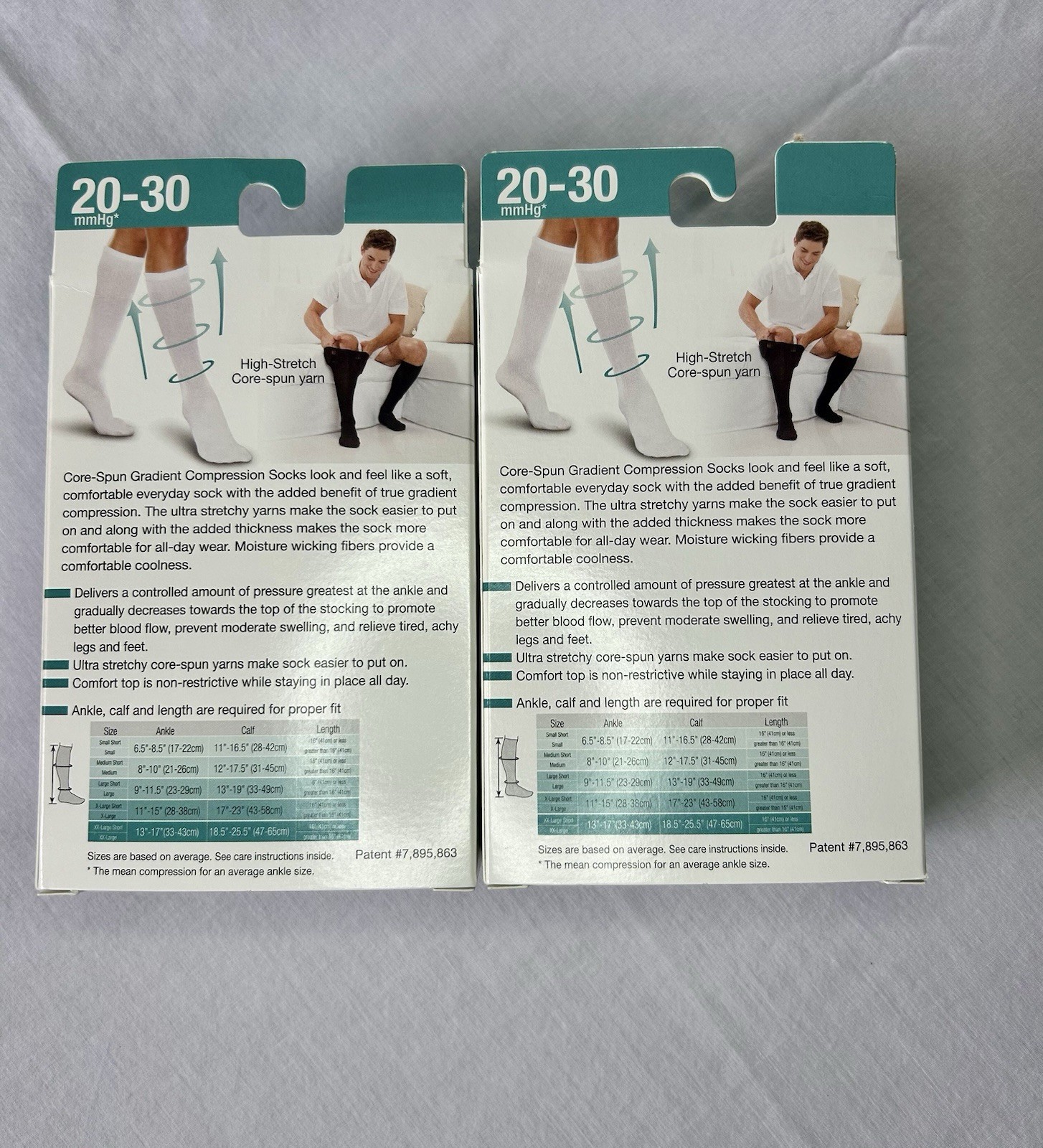 NEW Lot Of 2 Core-Spun 20-30mmHg Gradient Compression Support Socks Size L Navy