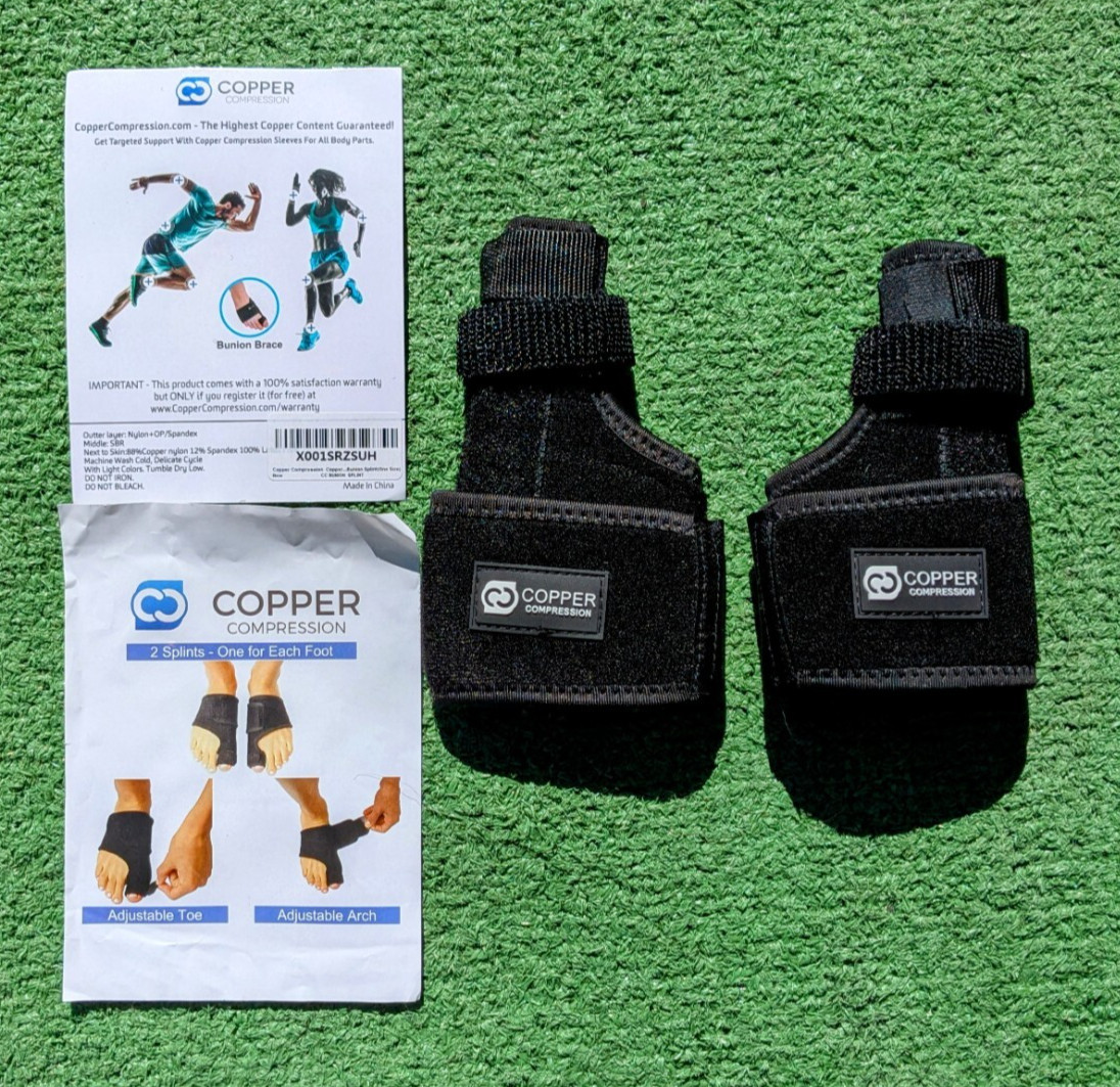 Copper Compression Bunion Wrap Brace Adjustable Black L/R Foot Toe Splint New