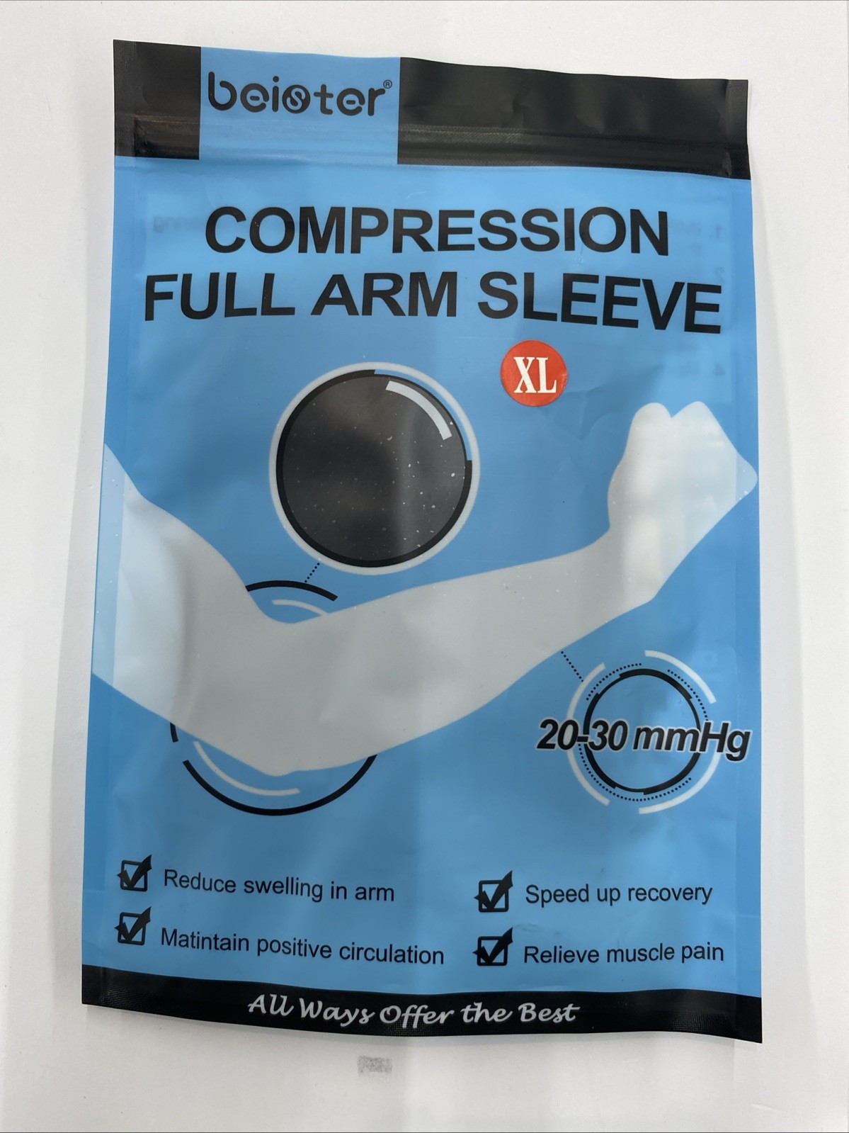 Boistor Full Arm Sleeve Compression Size XL Black New