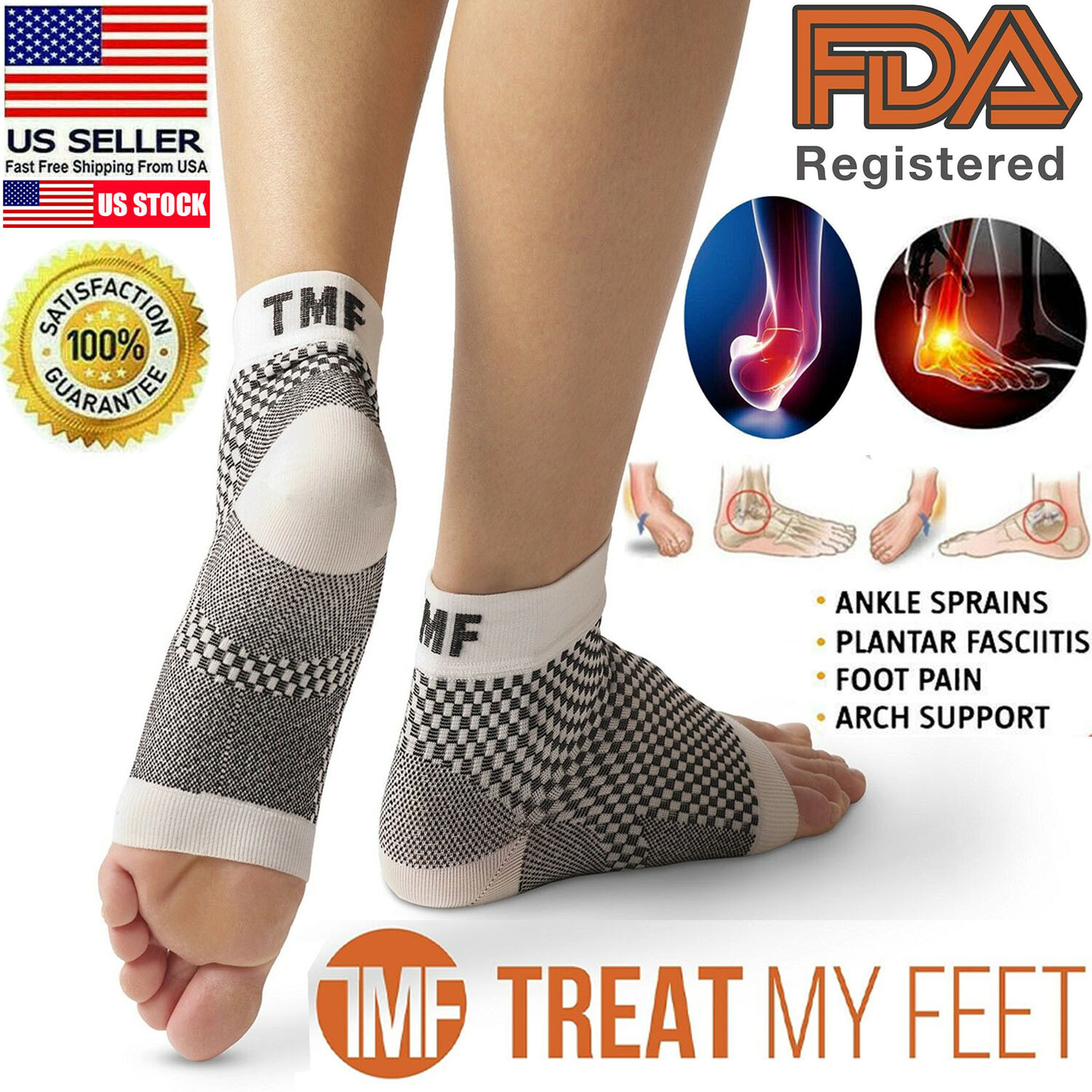 Plantar Fasciitis Compression Socks Ankle Brace Support Foot Pain Relief Socks