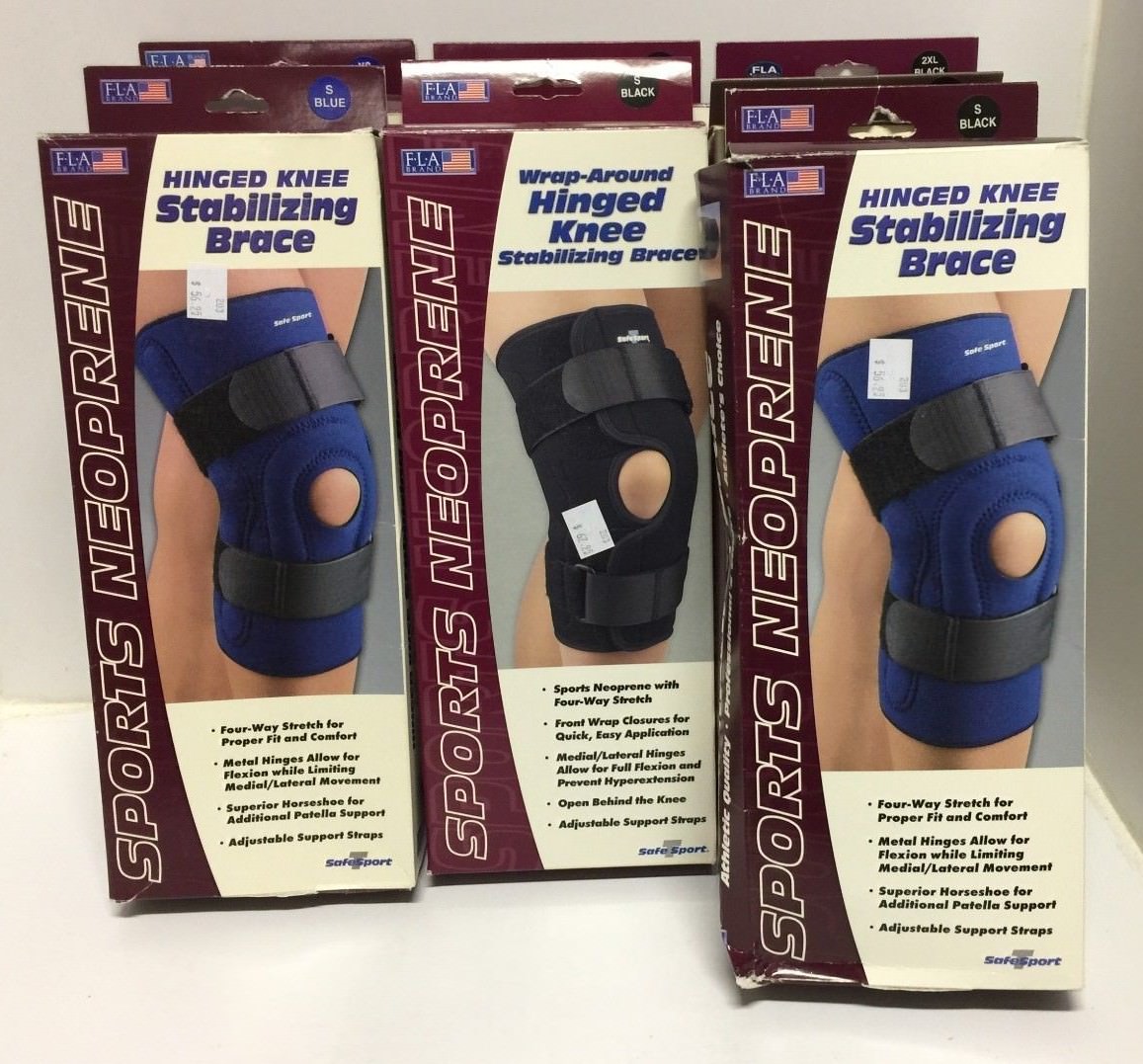 New FLA Orthopedics Wrap Around Neoprene Hinged Knee Stabilizing Brace