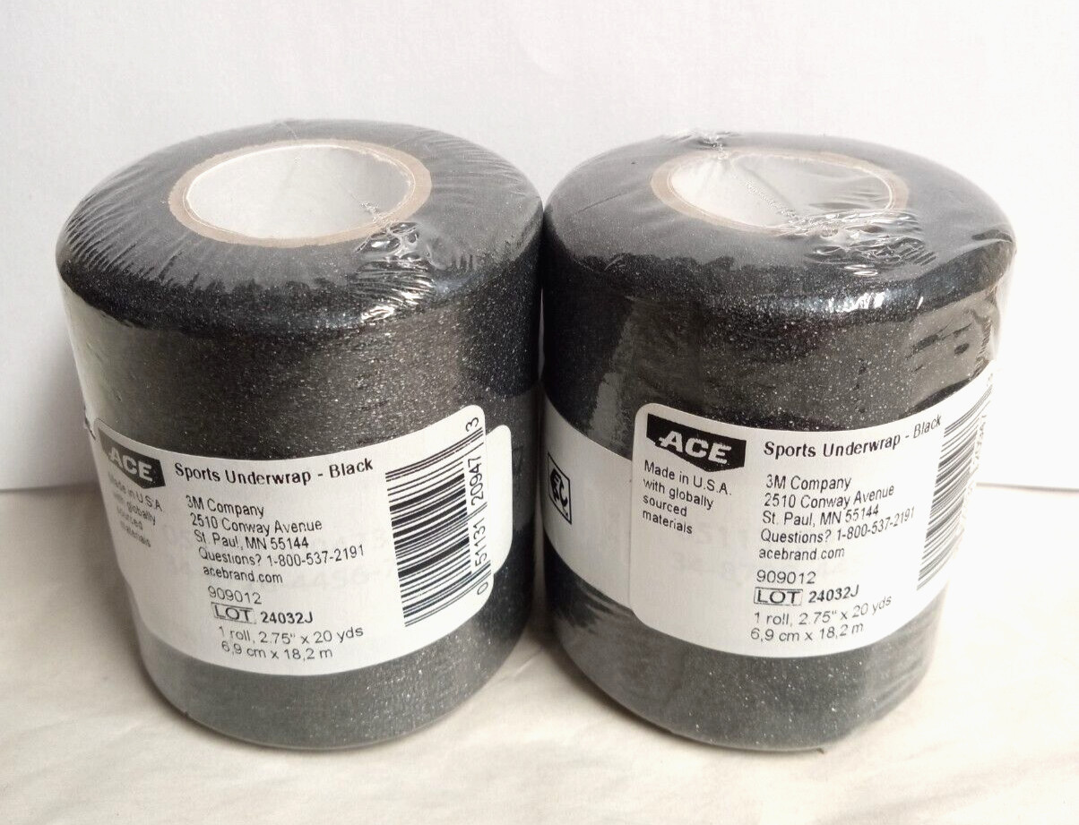 ACE Sports Underwrap Black 2.75″ x 20 Yards (Lot of 2 Rolls)