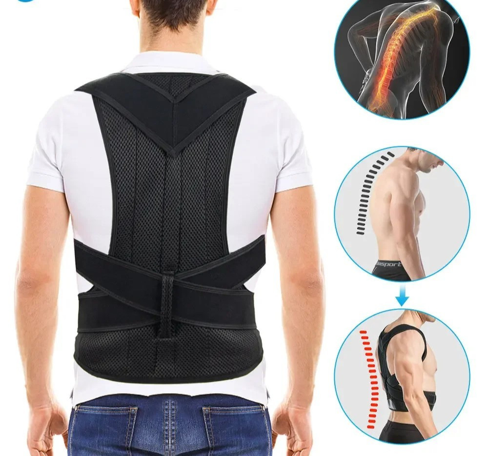 Unisex Posture Back Lumbar Waist Support Corrector Brace Shoulder Belt Girdle US