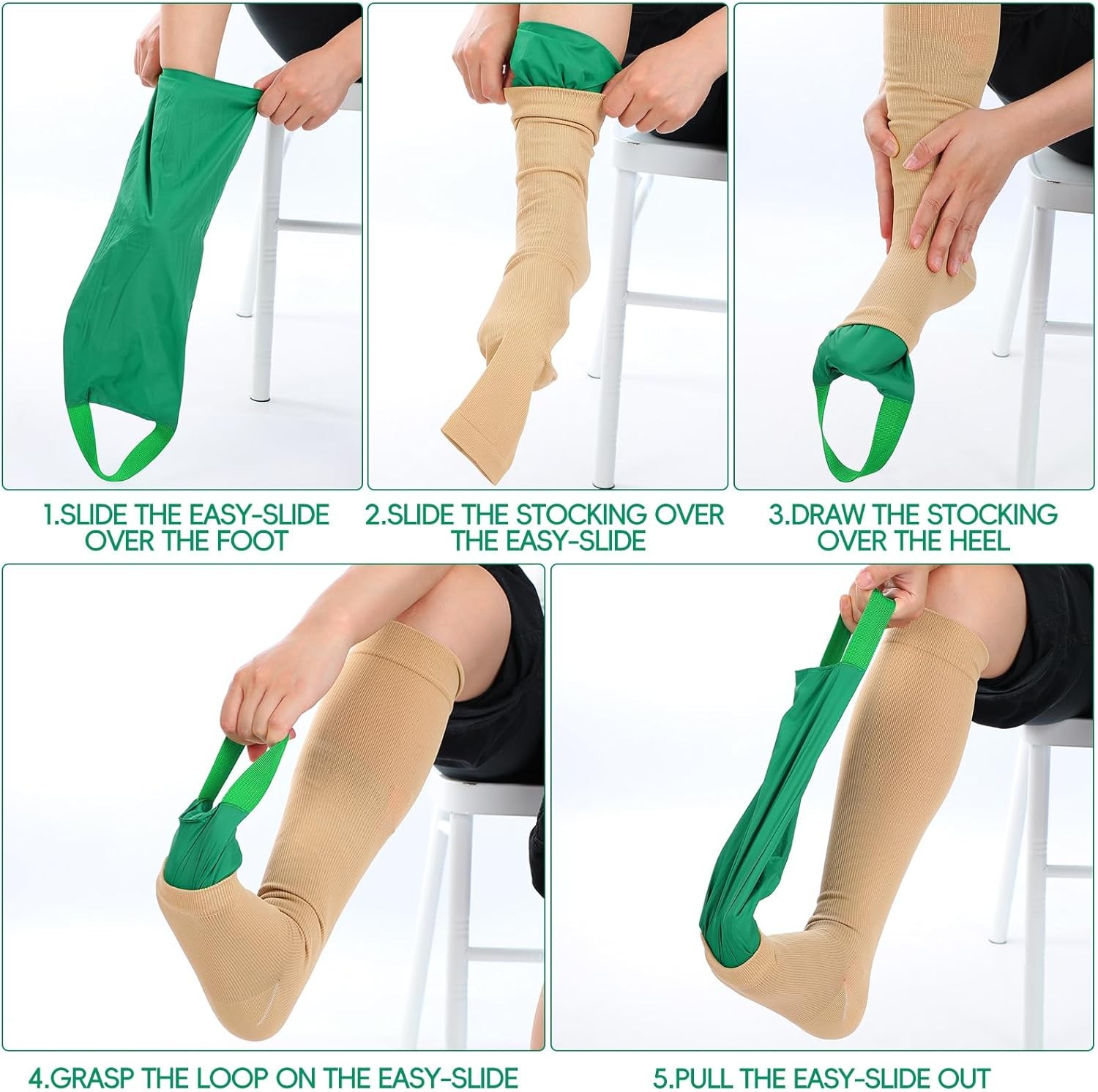 2 Pcs Compression Sock Aid Open Toe Stocking Helper Device for Seniors