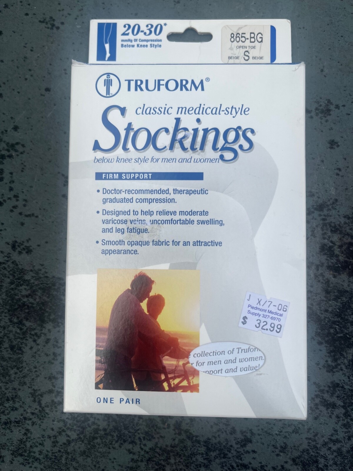 Truform 865-BG Sz. S Compression Stockings Knee High Open Toe 20-30 mmHg Pair