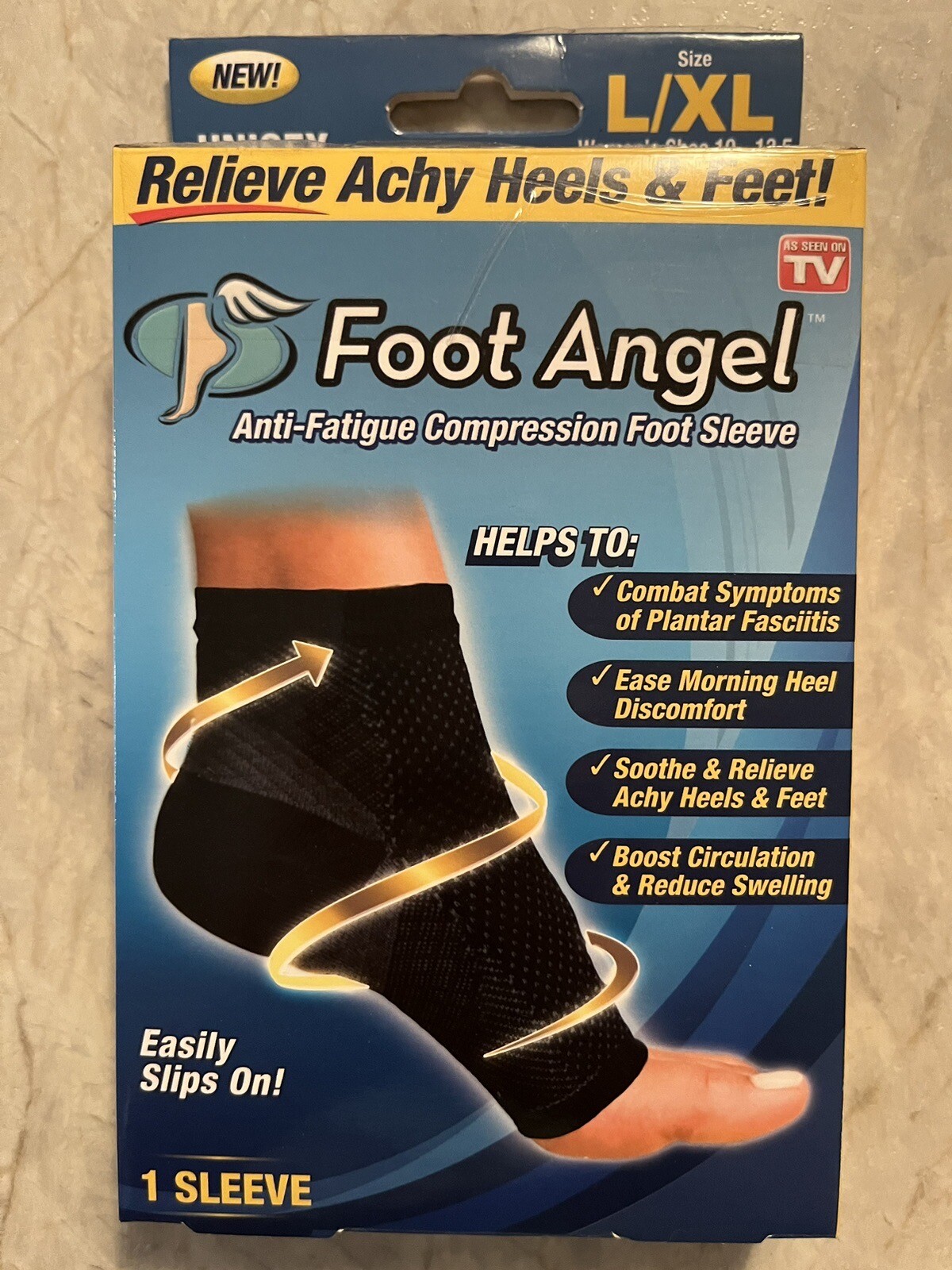 Foot Angel Anti-Fatigue Compression Foot Sleeve By Ontel Size Large/Extra Large