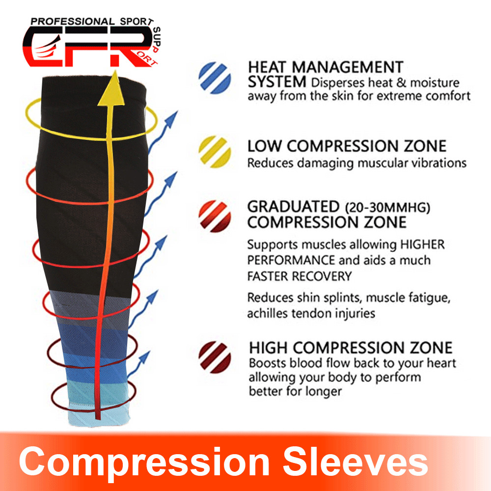 Pair Compression Socks Calf Sleeve Leg Support Brace 15-20mmHg Men Women Running