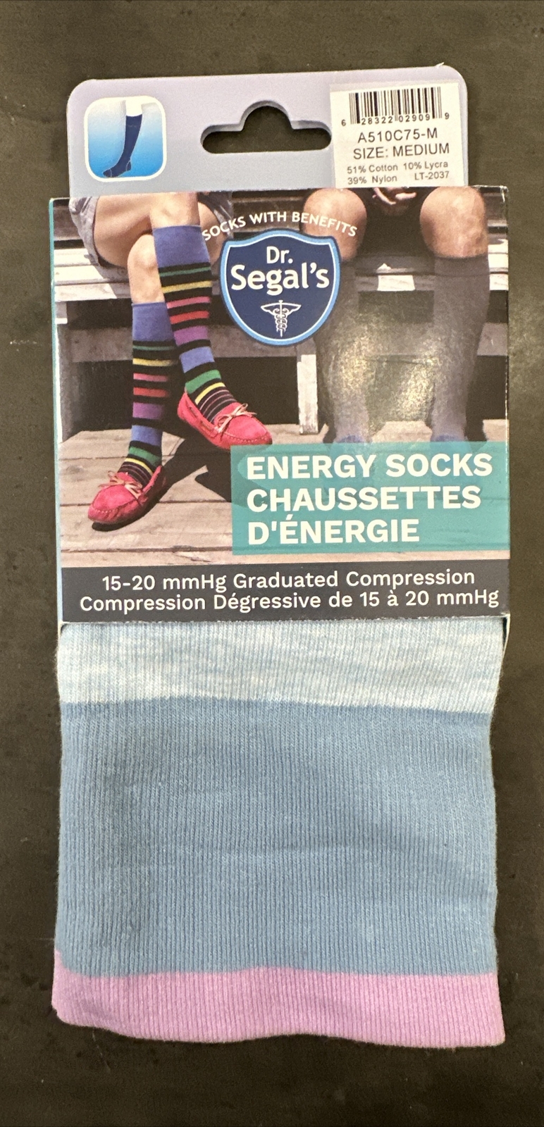 Dr Segal’s Compression Energy Socks Men/Women 15-20 mmHg Size Medium – NEW!