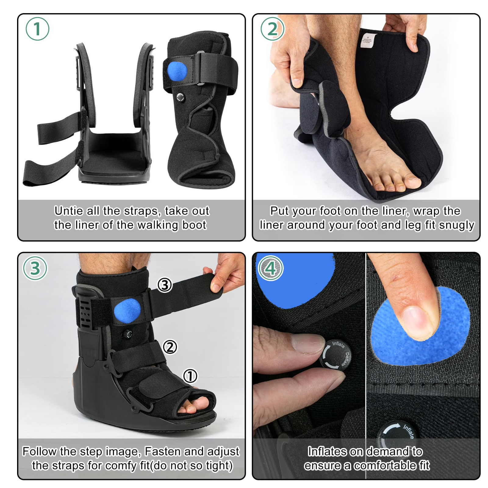 Air Walker Boot Short Walking Protective Boot Left or Right Size Medium