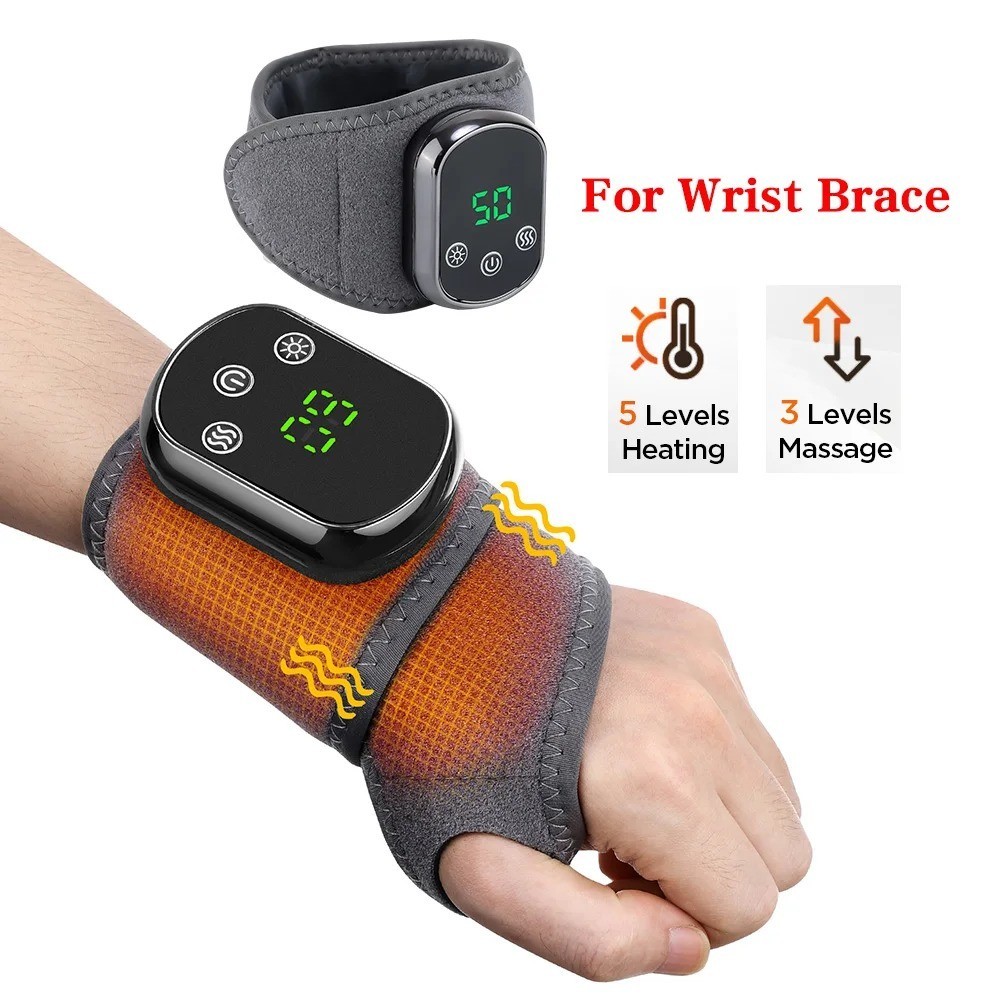 Electric Heated Wrist Brace Vibration Massage Rechargeable Hand Support