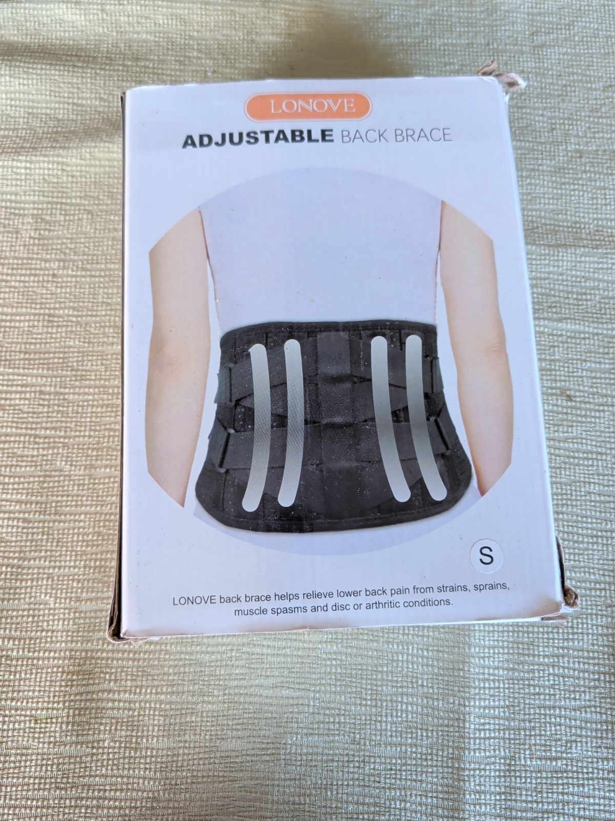 LONOVE Adjustable Lower Back Brace Lumbar Support Size Small