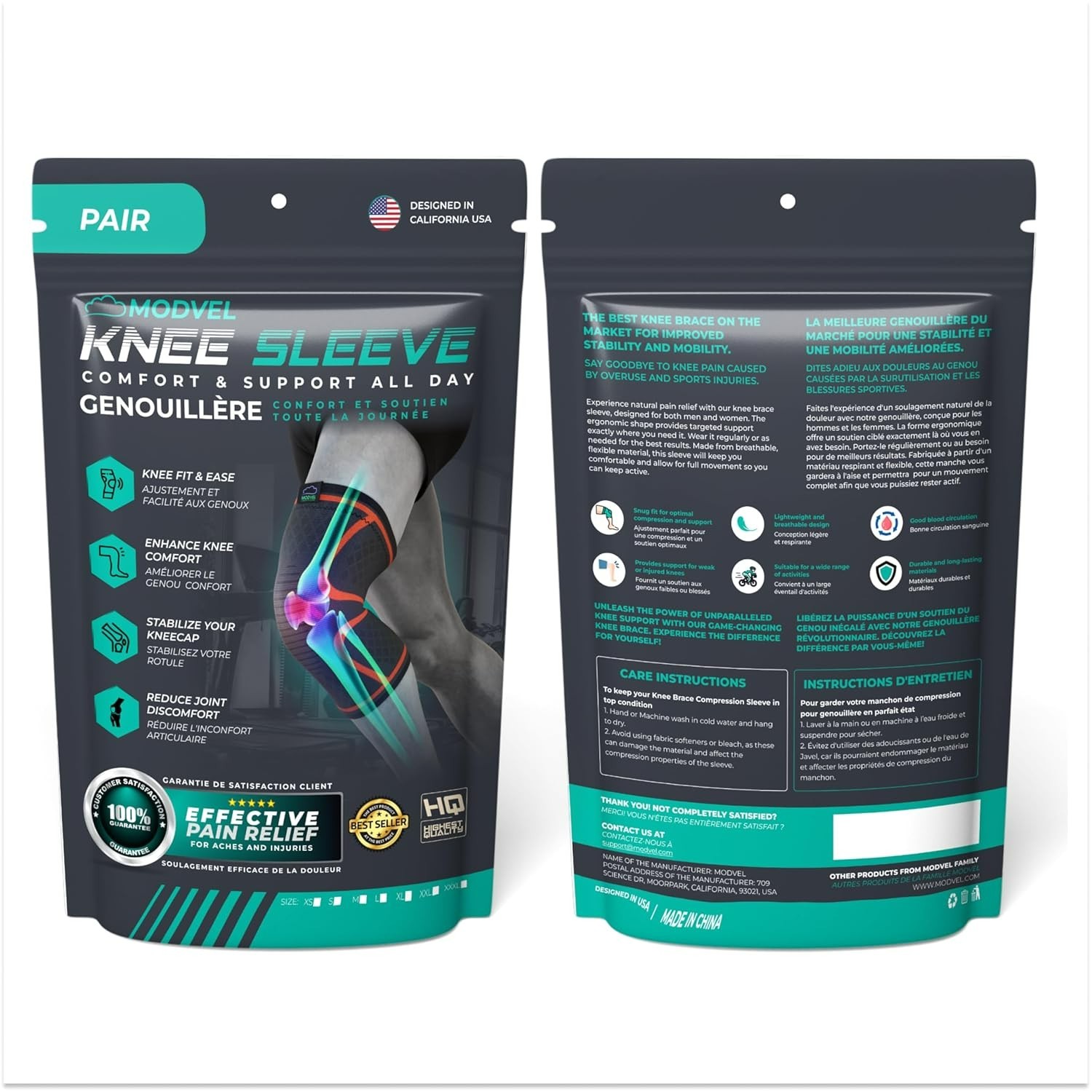 Compression Knee Brace for Women & Men, 2-Pack Knee Brace for Running Knee Pa…