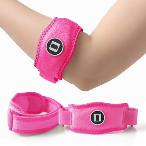 Tennis Elbow Brace for Women & Men, Adjustable Golfer Elbow 2 Pack Hot Pink