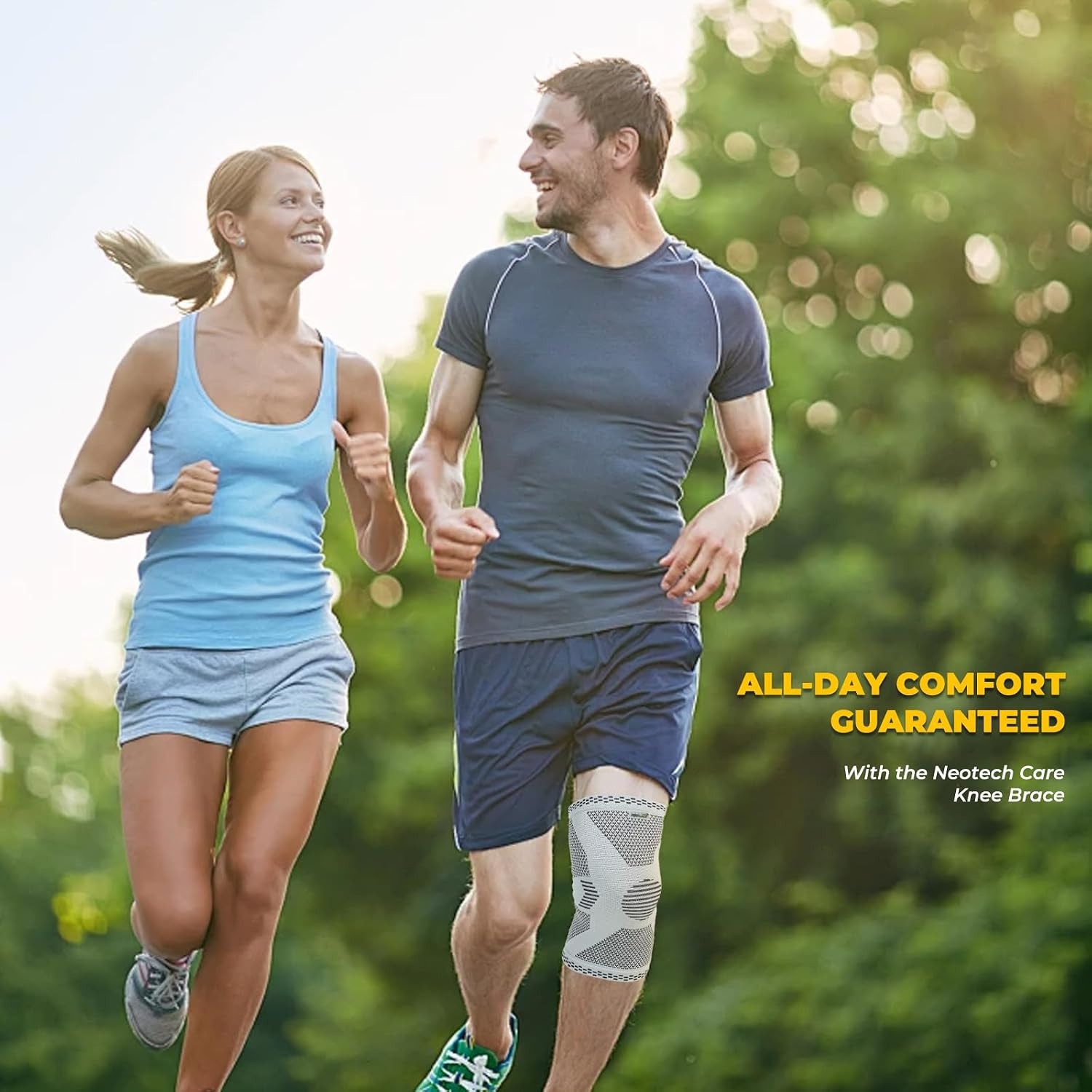 Neotech Care Knee Support Brace – Breathable – Men, Women, Right or Left (Gray,