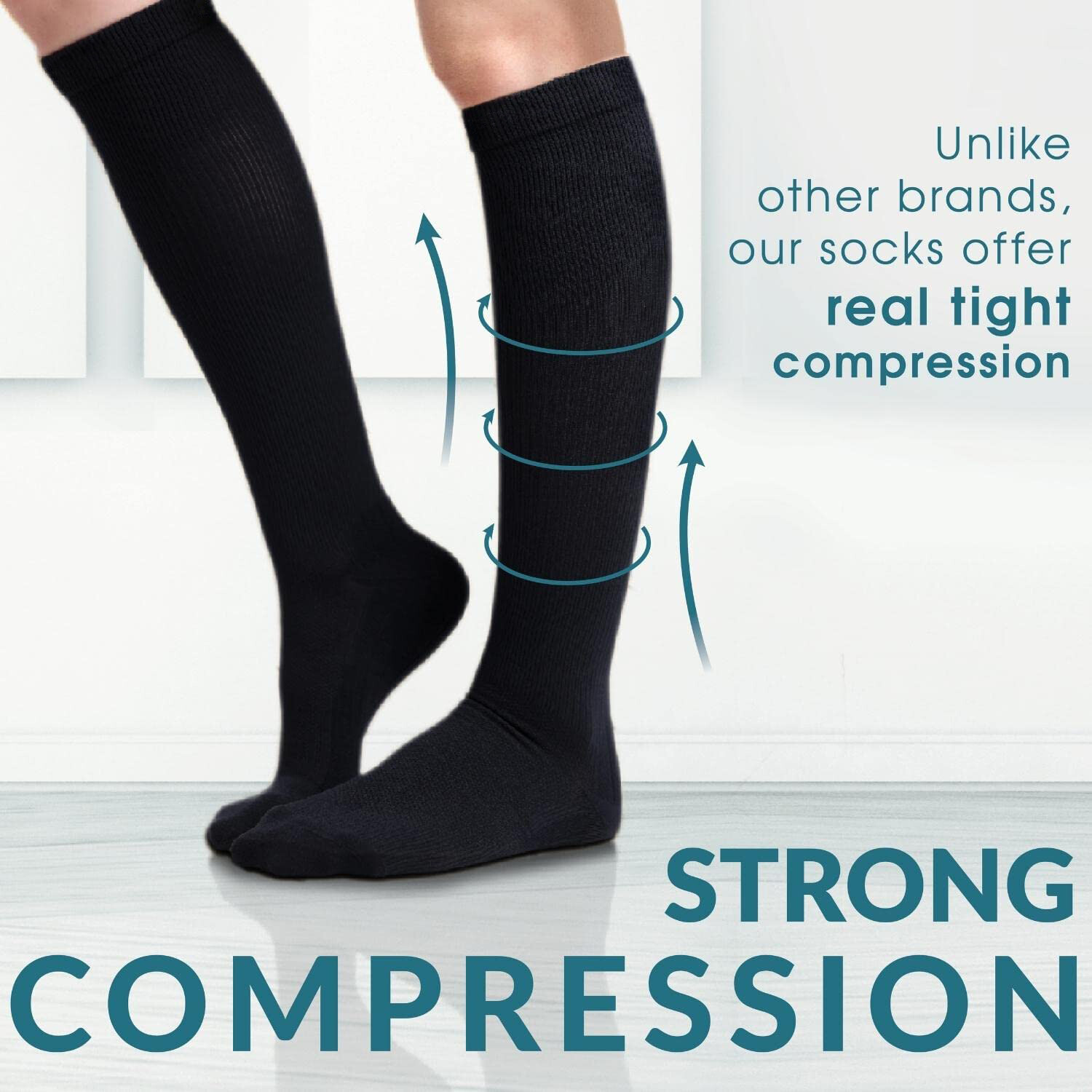 Compression Socks 15-20mmHg for Nurses Cycling Runners Fitness Weight Lifting
