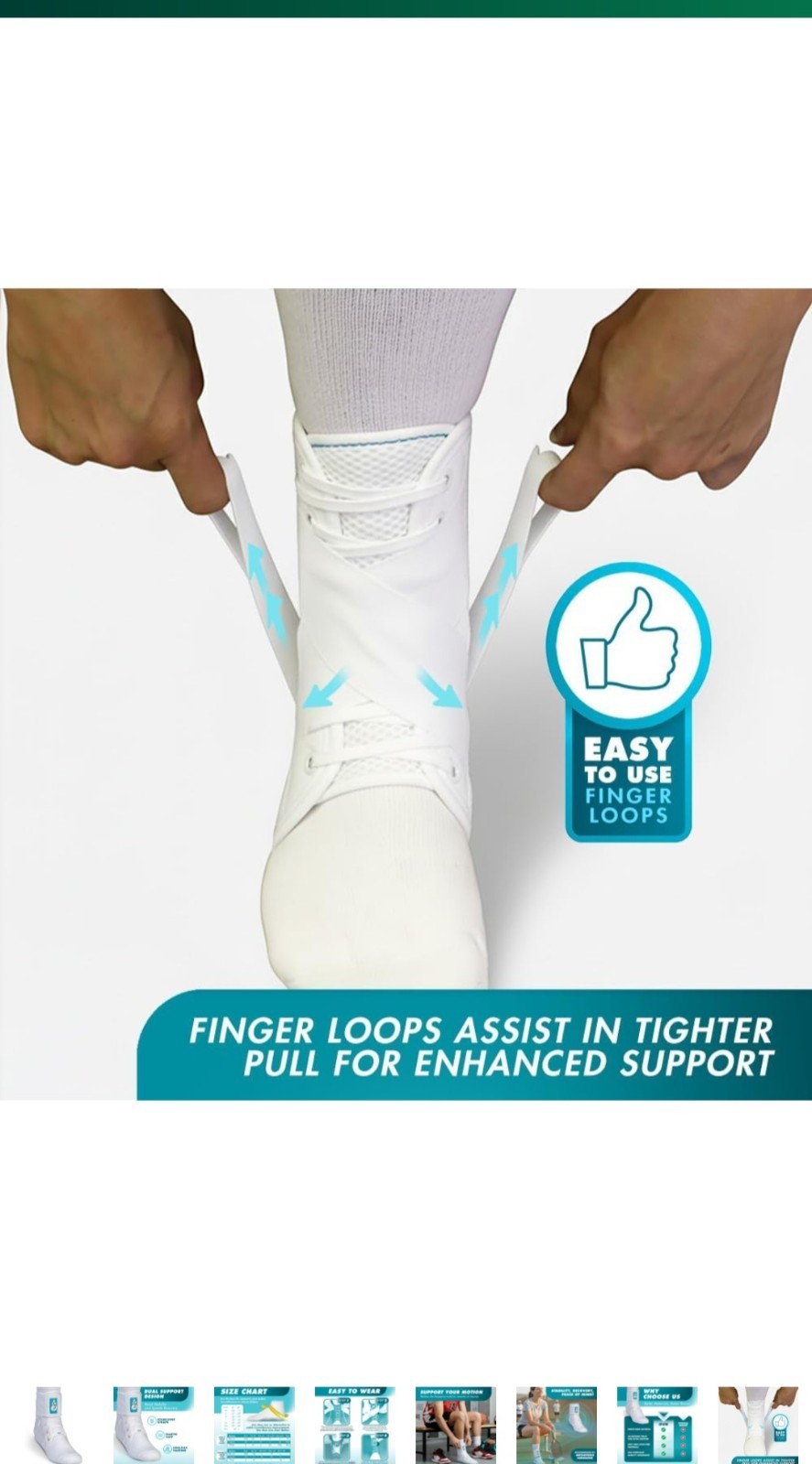 ASO Ankle Stabilizer Brace Adjustable Breathable Latex-Free CoolFlex White
