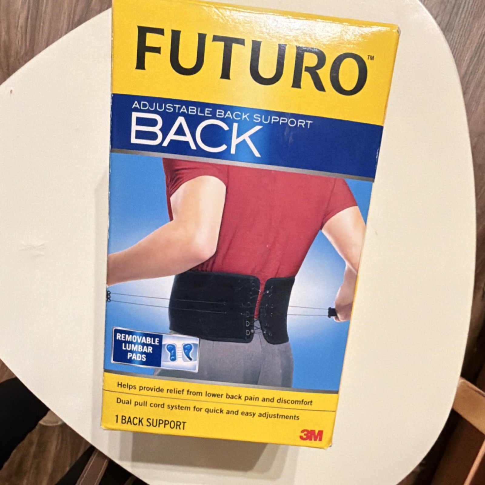 FUTURO Adjustable Back Support Brace Black Removable Lumbar Pads Compression