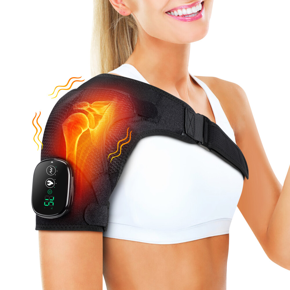 Electric Heating Vibration Shoulder Brace Joint Pain Relief Massager Wrap Strap