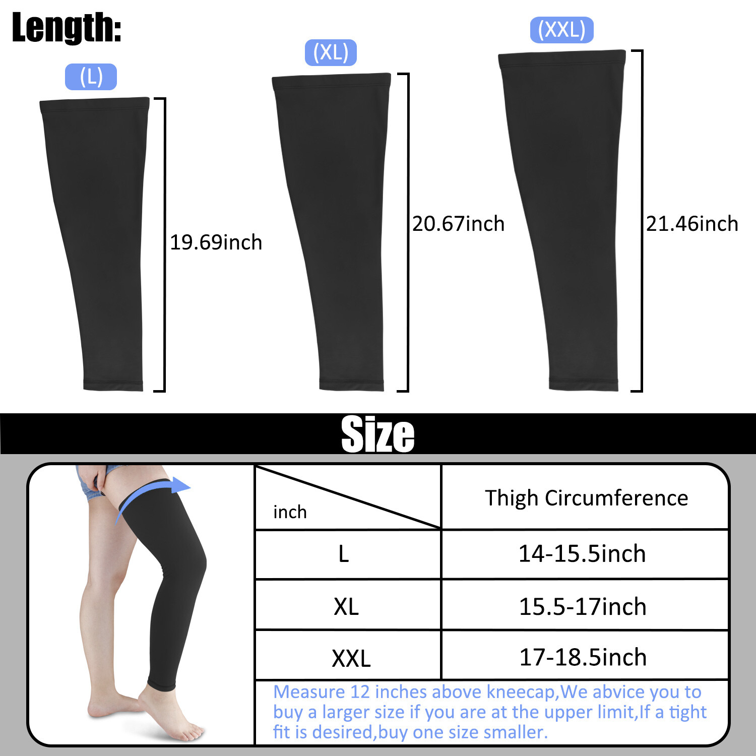 Compression Sleeve Socks Calf Support Leg Brace Thigh High Pain Relief Women Men