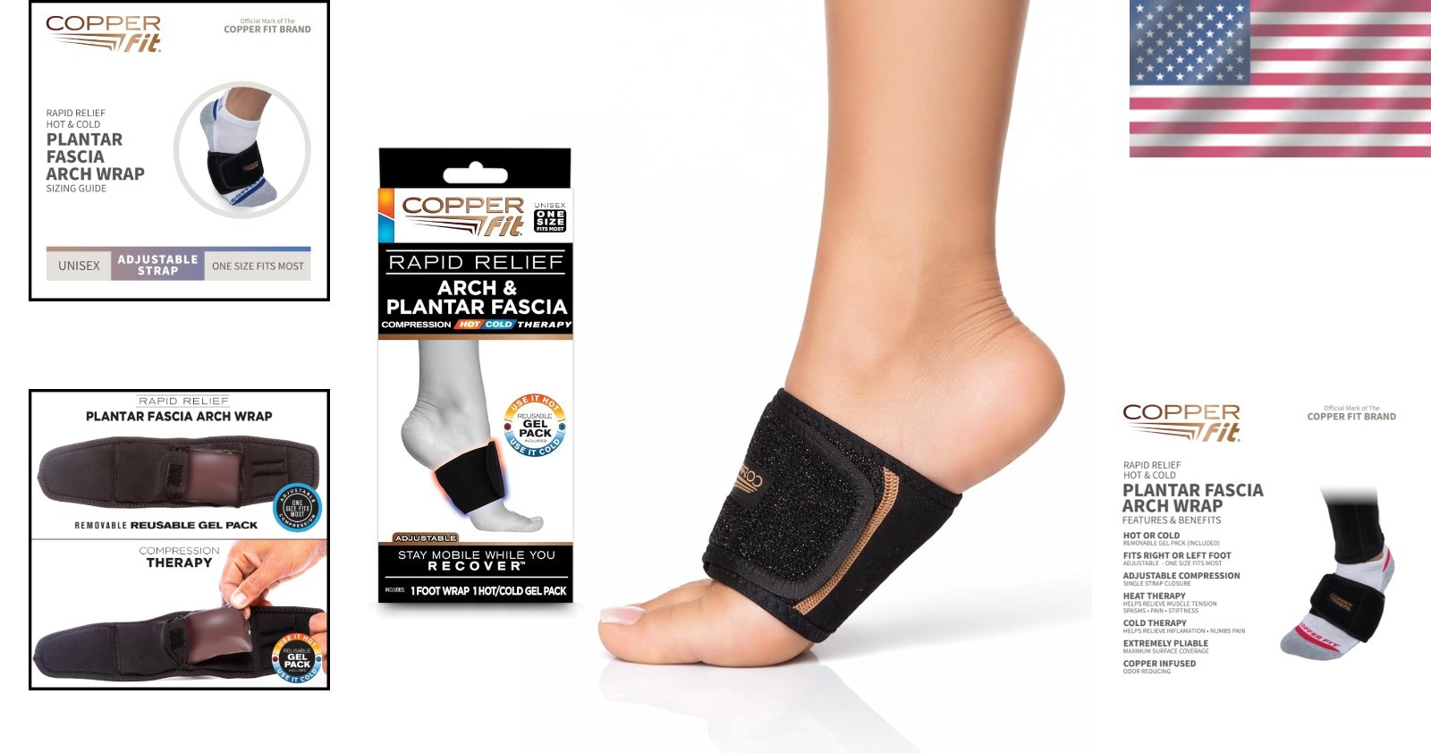 One Size Fits Most Plantar Fascia Wrap with Hot/Cold Pack – Ultimate Comfort