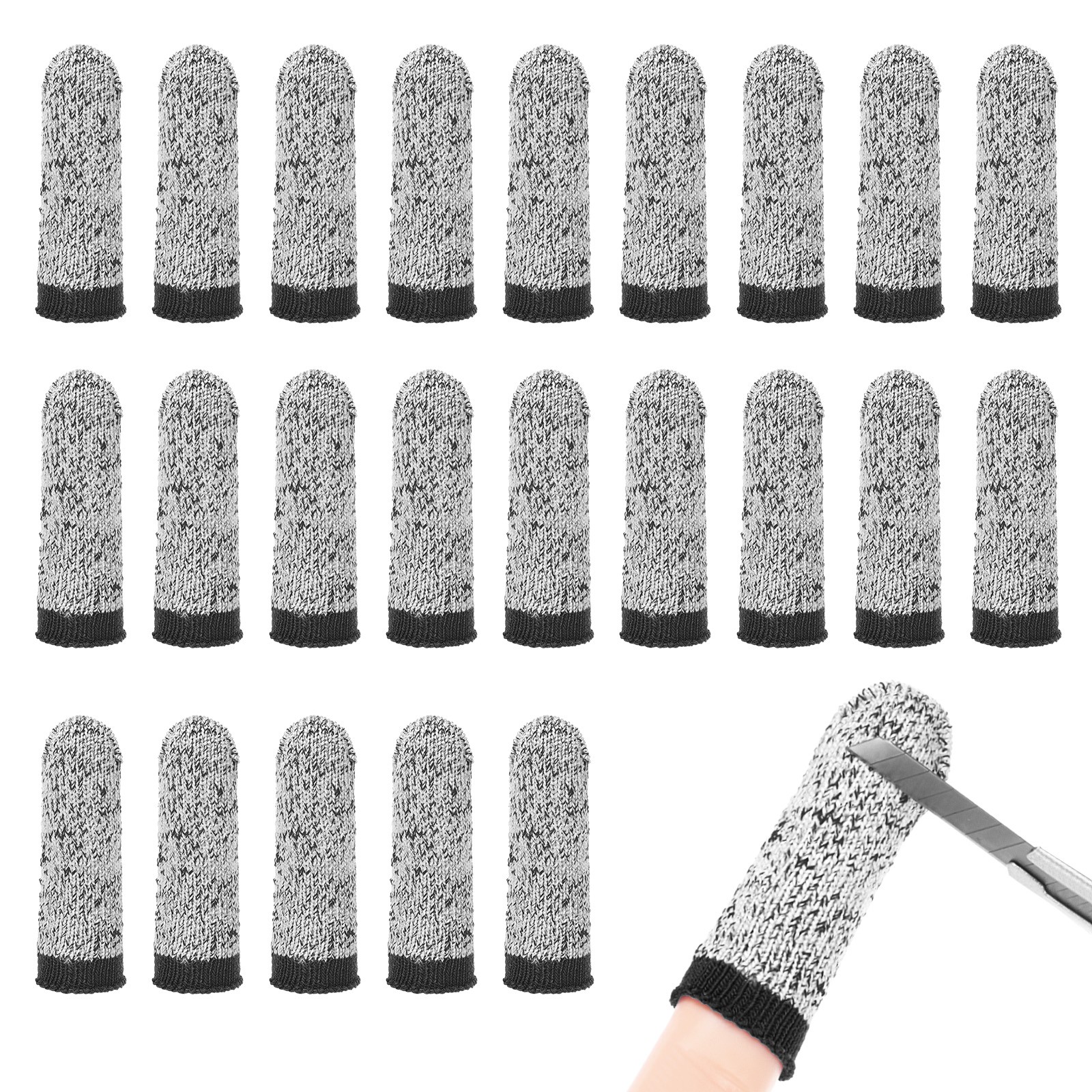 24-Pack Protective Cutting Fingers, Finger Covers [Grey Black]