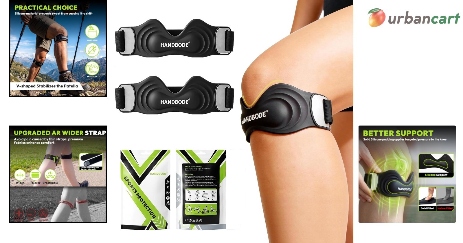 Patellar Tendon Support Strap, Silicone Knee Brace for Men Women, Adjustable Pat