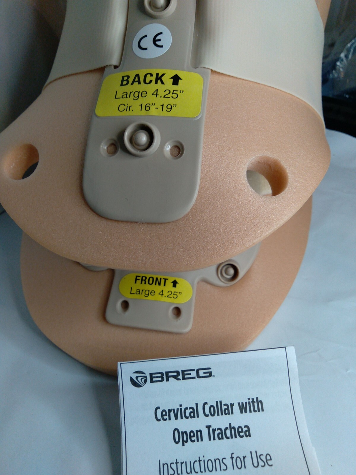 Breg 11344 Cervical Collar Neck Brace Open Trachea Splint Orthotic Large 4.25″