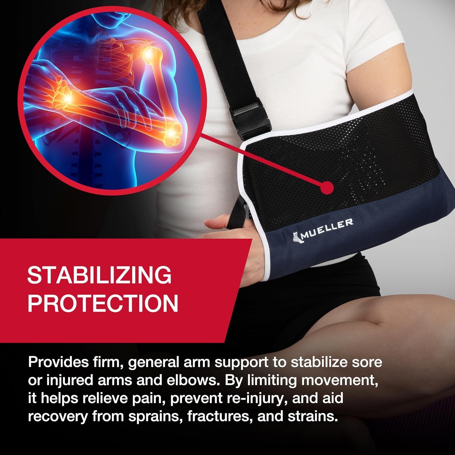 Comfortable Adjustable Arm Sling for Arm Injury Recovery – One Size Fits Most