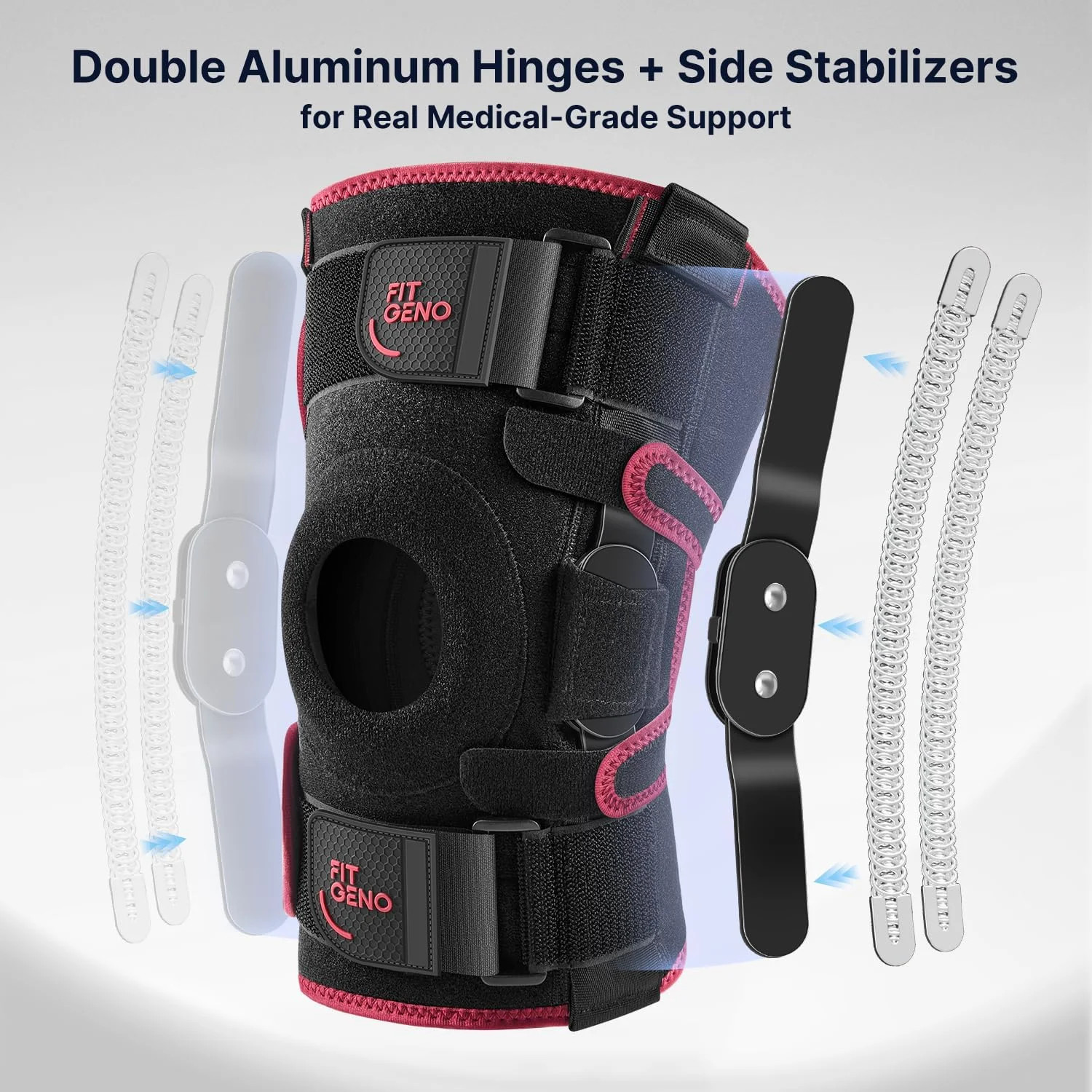 Fit Geno Hinged Knee Brace for Women: Adjustable Knee Brace with Side Stabilizer