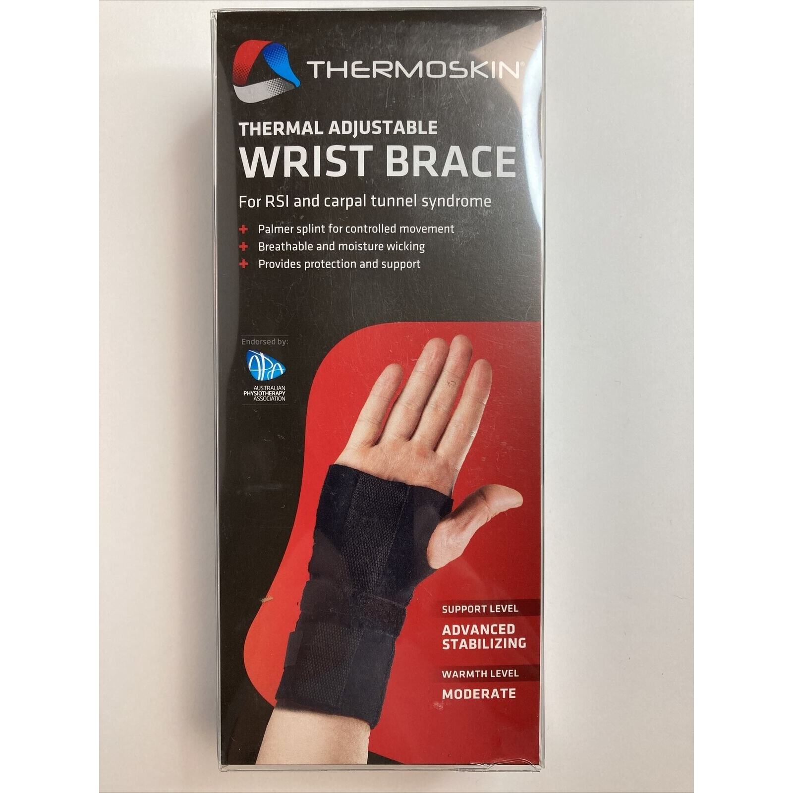 Thermoskin Thermal Adjustable Left Wrist Brace Black One Size Fits Most