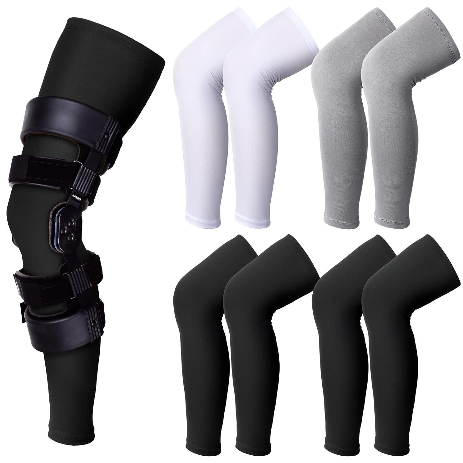 Sosation 8 Pcs Knee Brace Undersleeve Knee Sleeve for under Brace Closed Patella