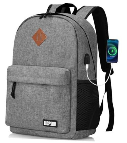 Backpack for Women Men, Lightweight School Backpack for Girls 15.6 Inch C8-grey