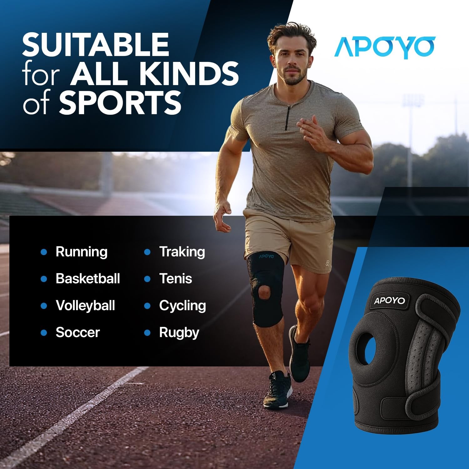 APOYO Knee Brace for Women & Men – Sleeve For Pain Relief Small, Blue