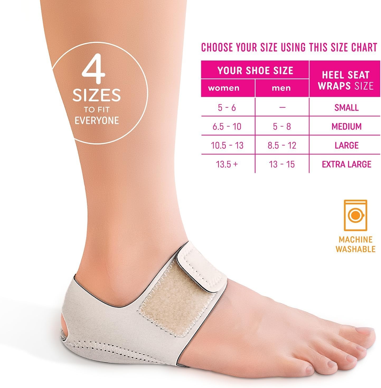 Cushioning Heel Seat Wraps for Enhanced Comfort & Support, M 6.5-10, M 5-8 Sizes