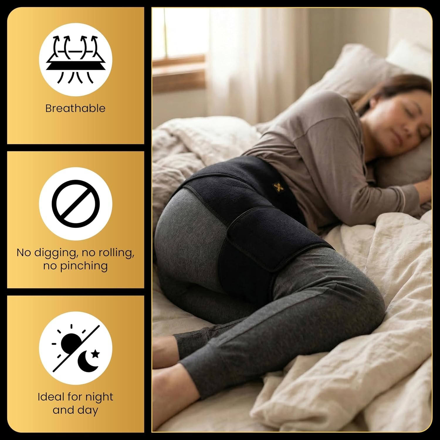 Adjustable Hip Brace for Men and Women Black One Size for Groin Support