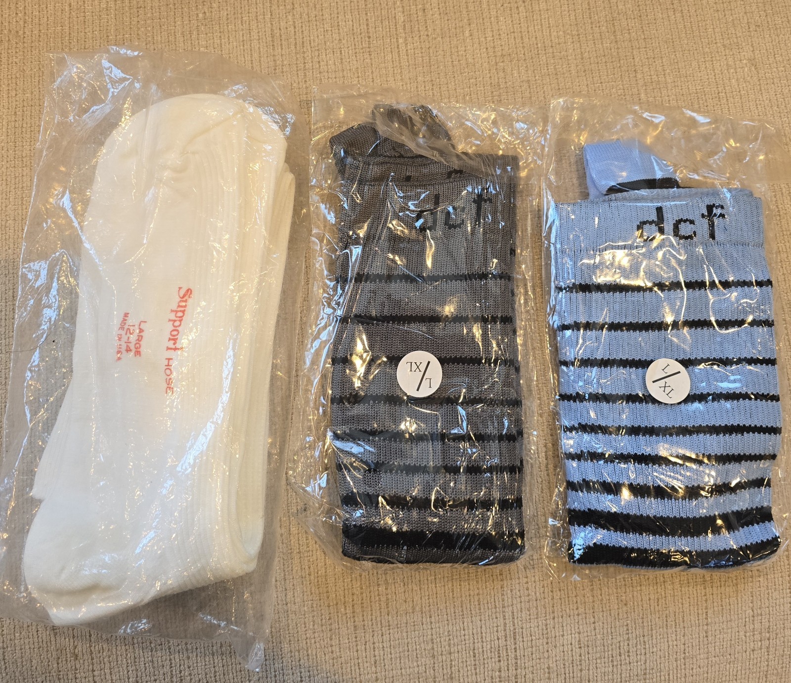 3 Pair Men’s DCF Compression Socks L/XL Over the Calf New in Package