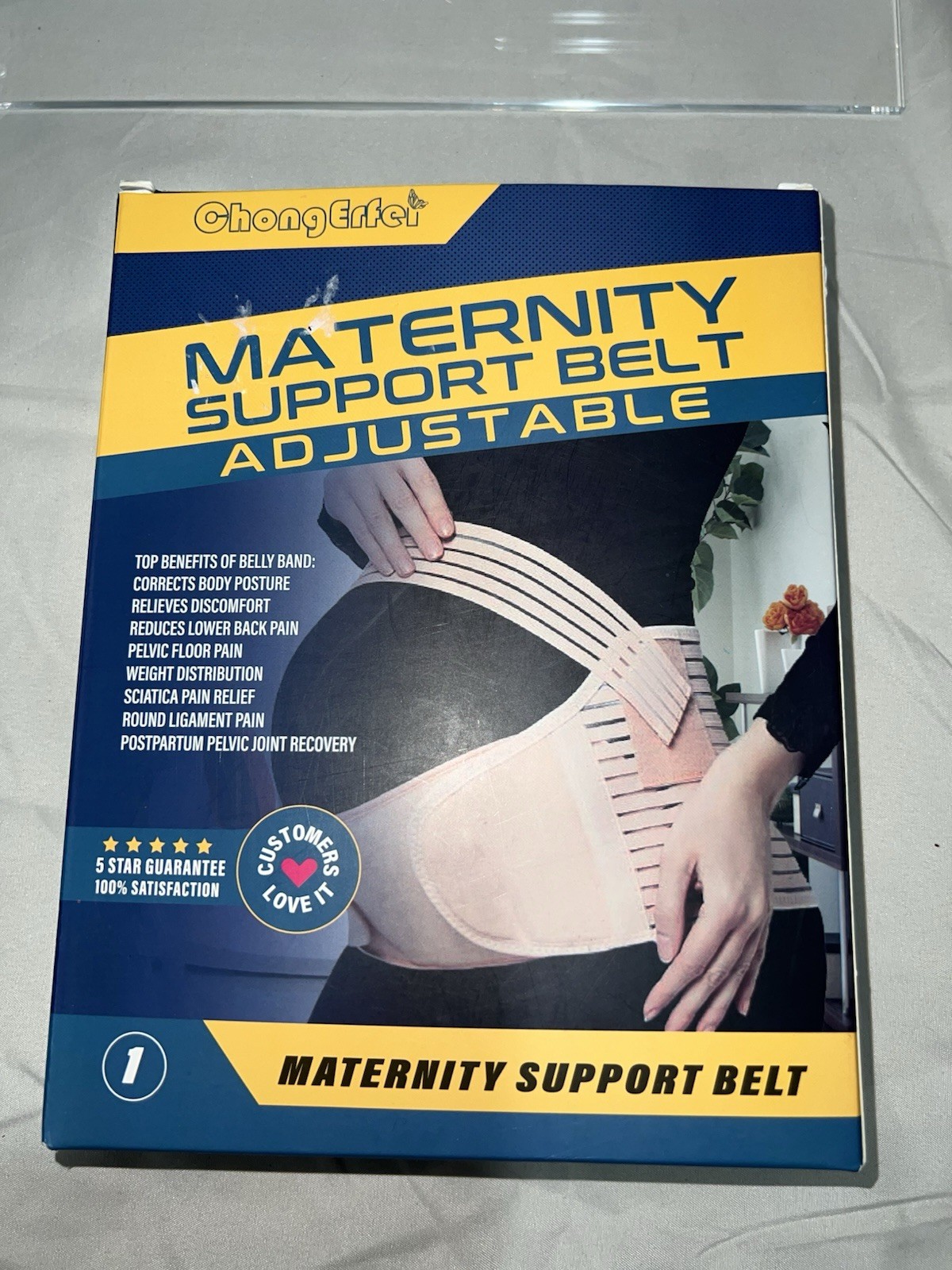 Maternity Support Belly Band Belt Adjustable Black Size L ChongErfei