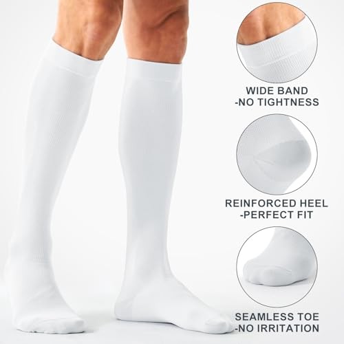 3 Pairs Compression Socks for Women and Men – 15 Small-Medium 07-3 – Paris White