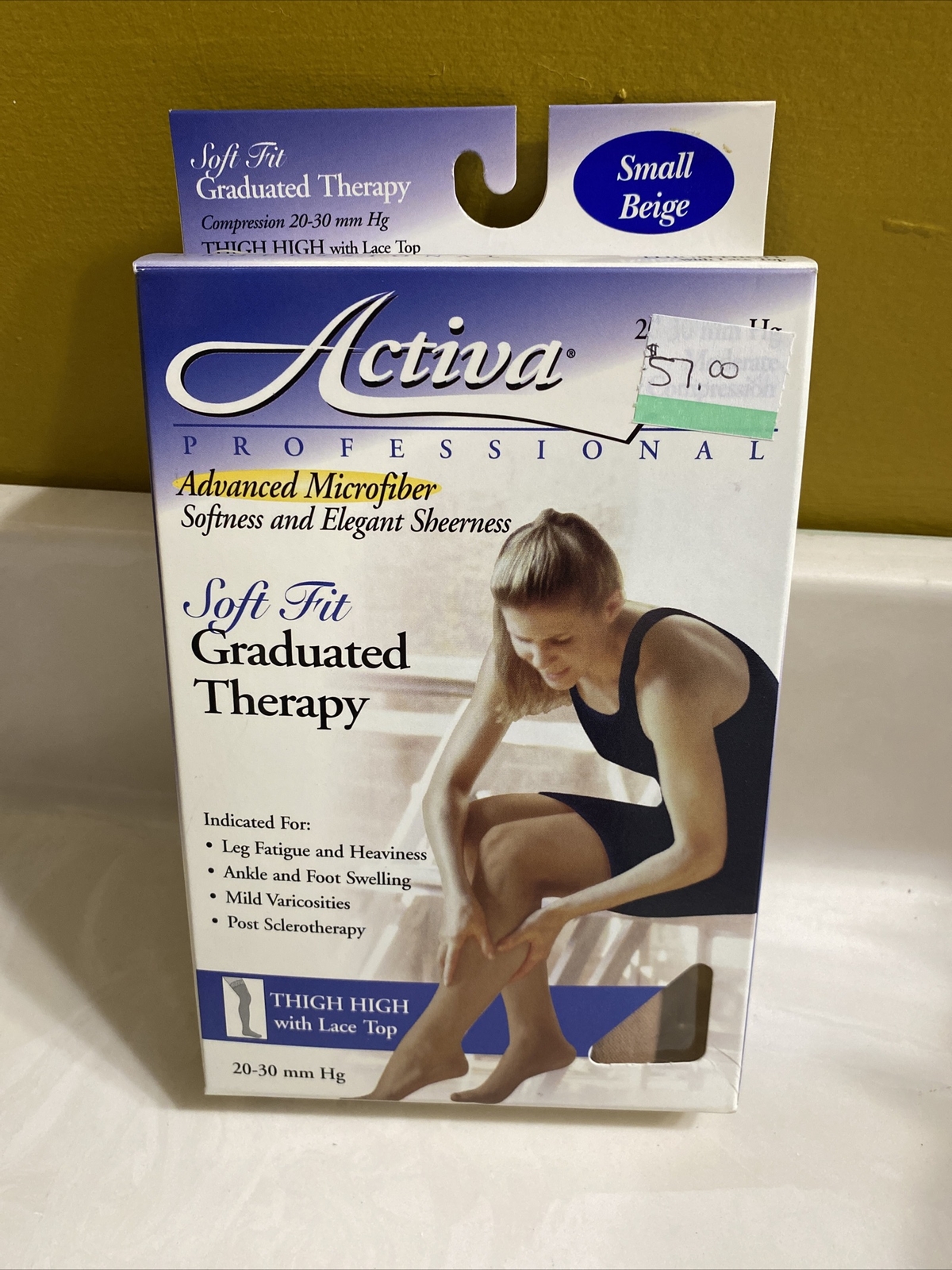 Activa Soft Fit Graduated Therapy Thigh High Lace Top 20-30 mmHg Small Beige