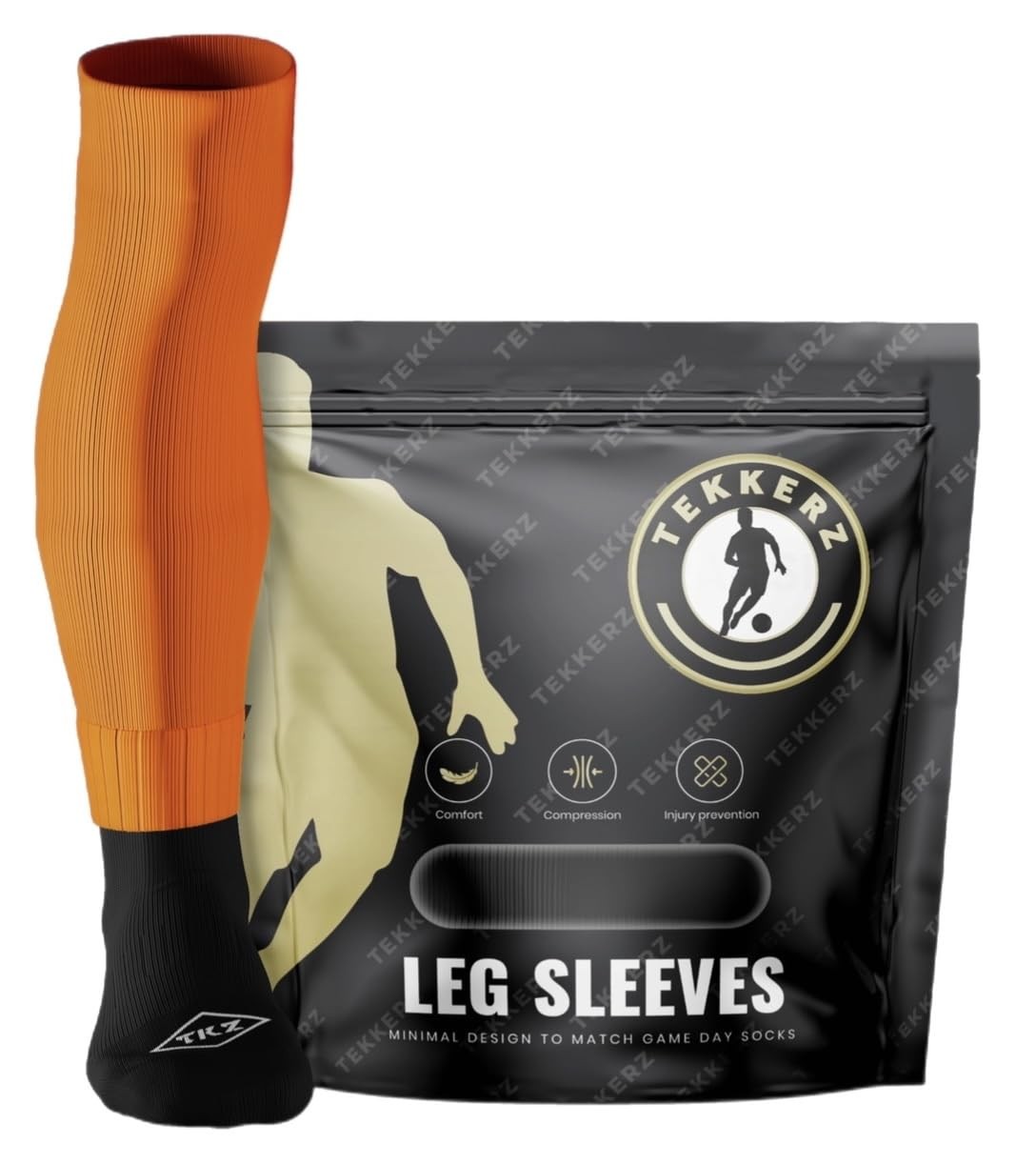Tekkerz Leg Sleeves – Small, Medium, Extra Long (Orange, Youth) Youth, Orange