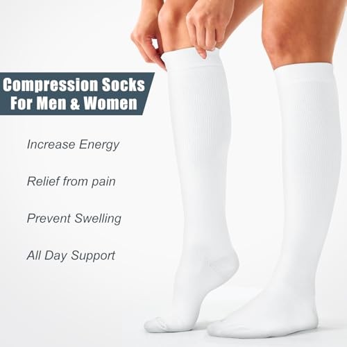 3 Pairs Compression Socks for Women and Men – 15 Small-Medium 07-3 – Paris White