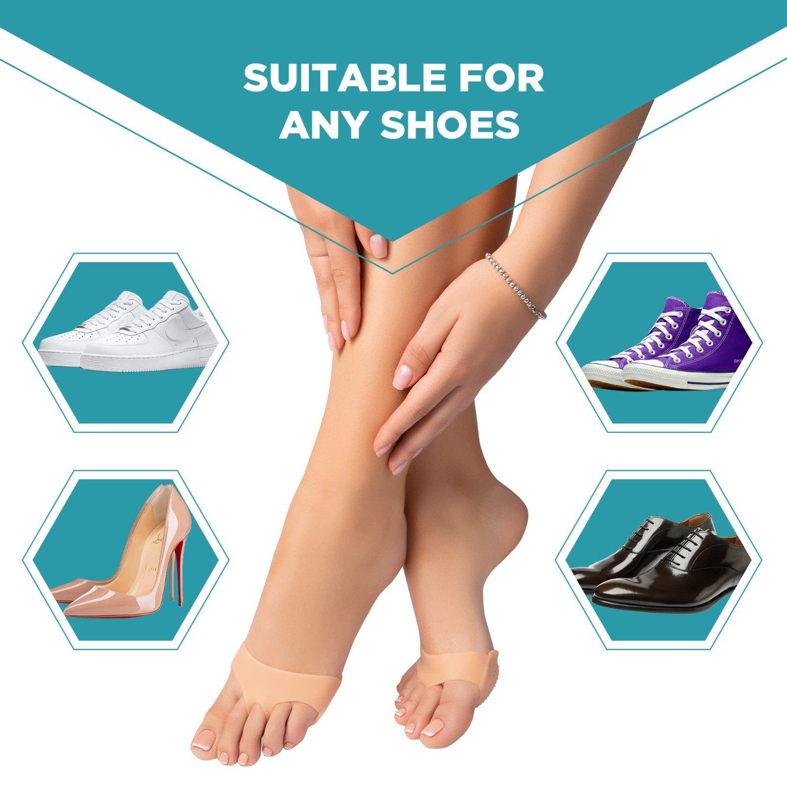 4‑Pack Gel Metatarsal Foot Pads –Ball of Foot Cushions for Pain & Neuroma Relief