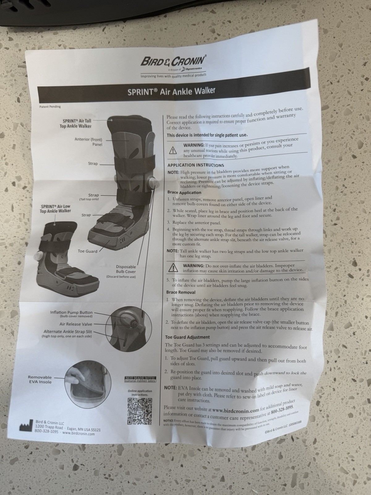 NEW – Bird & Cronin Sprint Air Ankle Walker Boot – SIZE LARGE