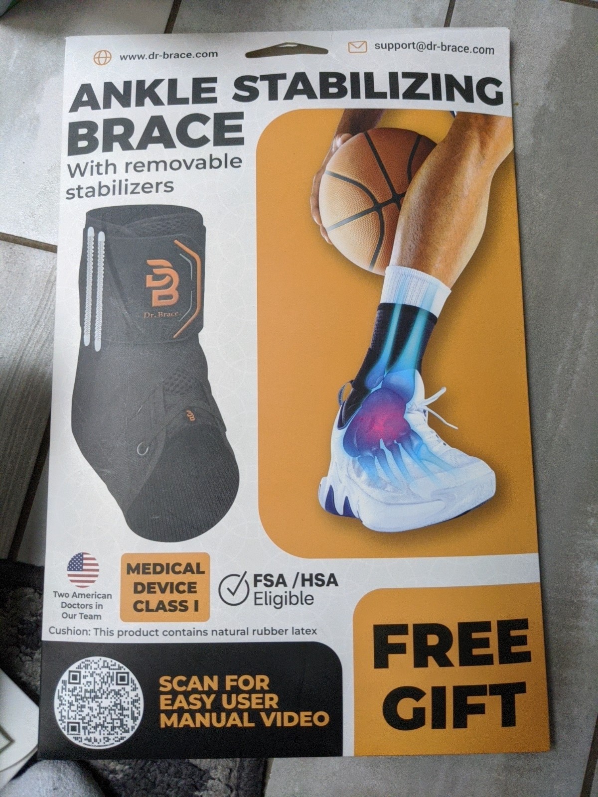 Dr. Brace Breathable Ankle Brace for Sprained Ankle Removable Stablizer Size S