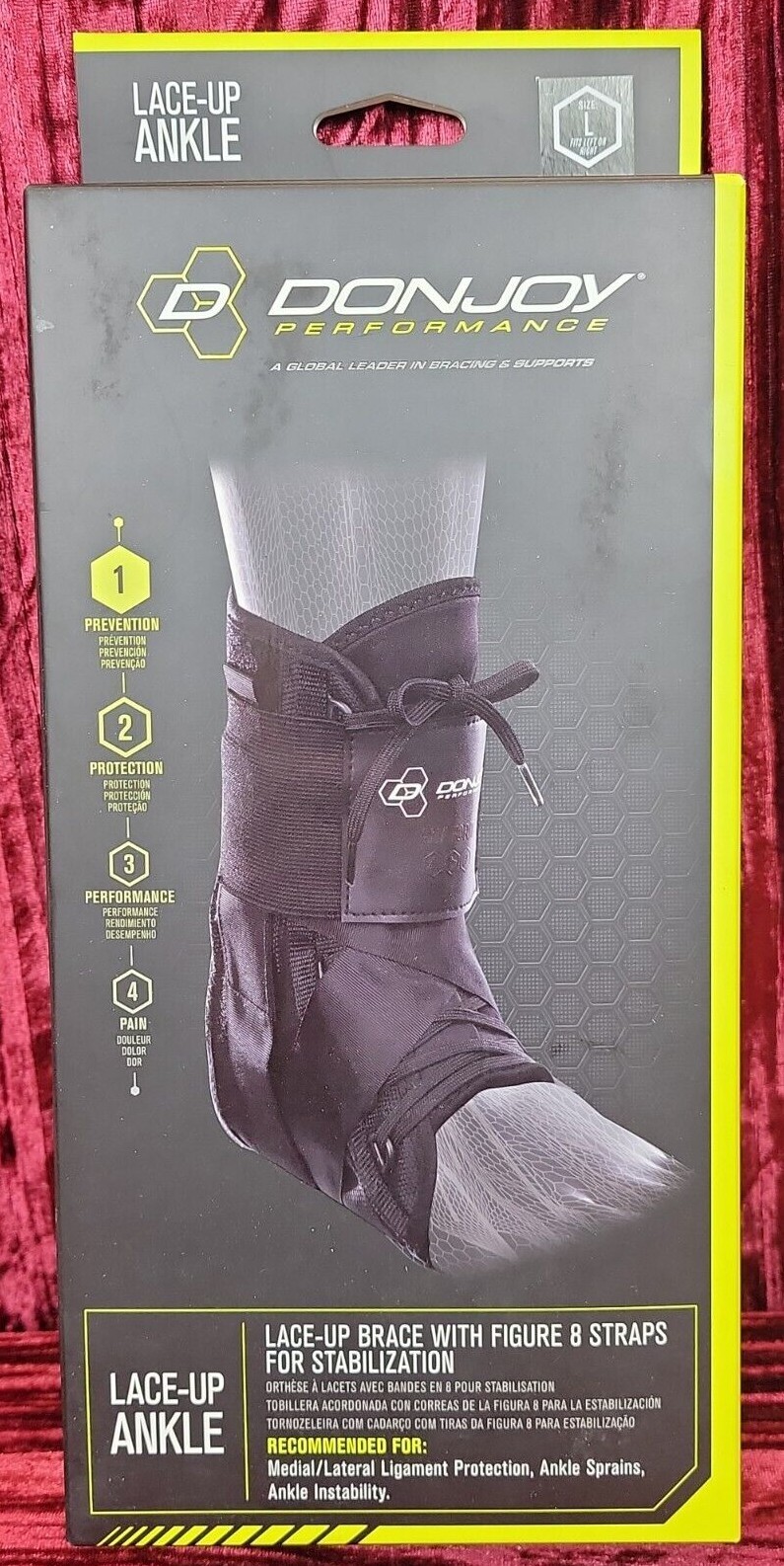 NEW NIP NIB Ankle Brace L Lace Up Adjustable Stabilization Ankle Instability LGE