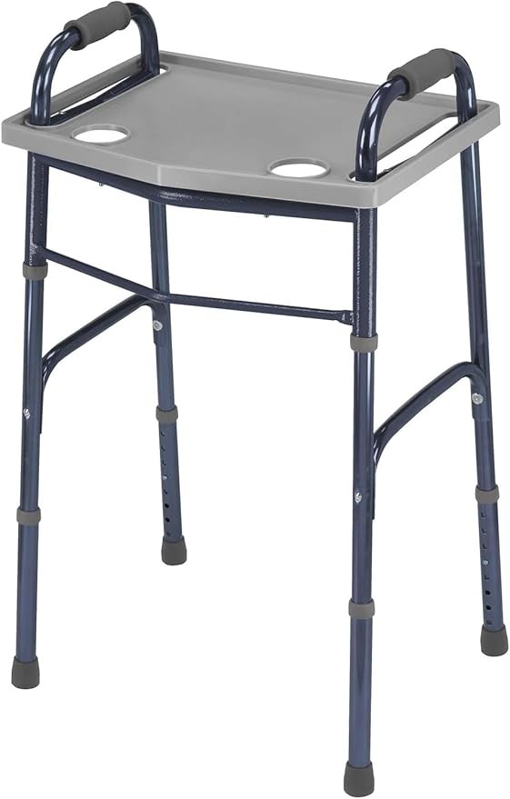 Durable & Easy to Clean Tray w/ Raised Edges & 2 Cup Holders for Walkers